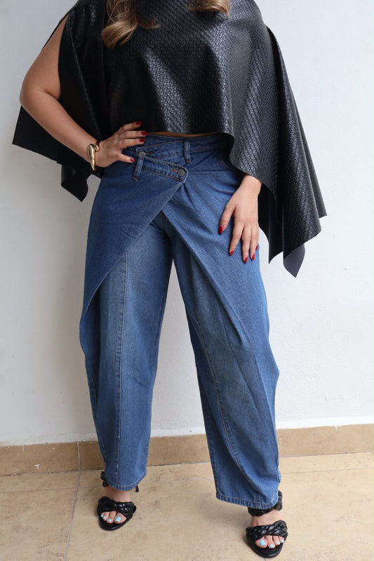 PANTALÓN DOBLE ENVOLVENTE DENIM
