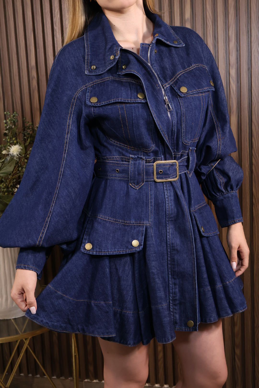 VESTIDO MEZCLILLA CINTO