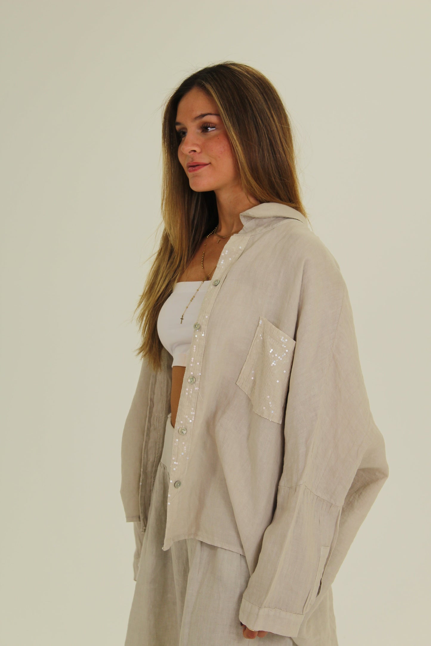 BLUSA CORAZON LENTEJUELA beige