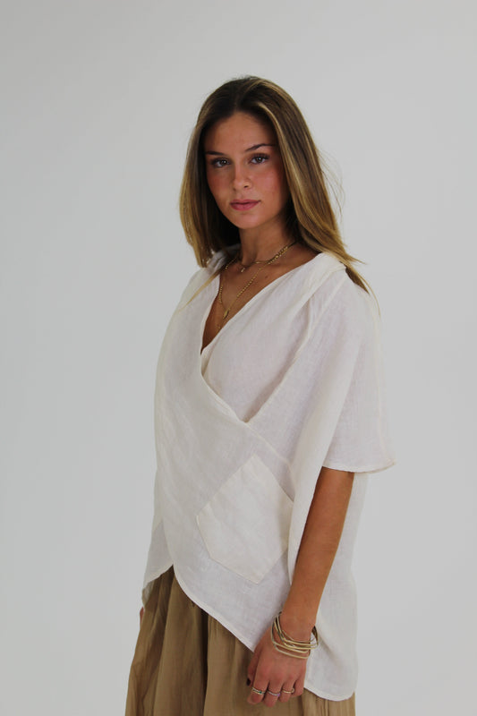 BLUSA CUELLO CRUZADO crema
