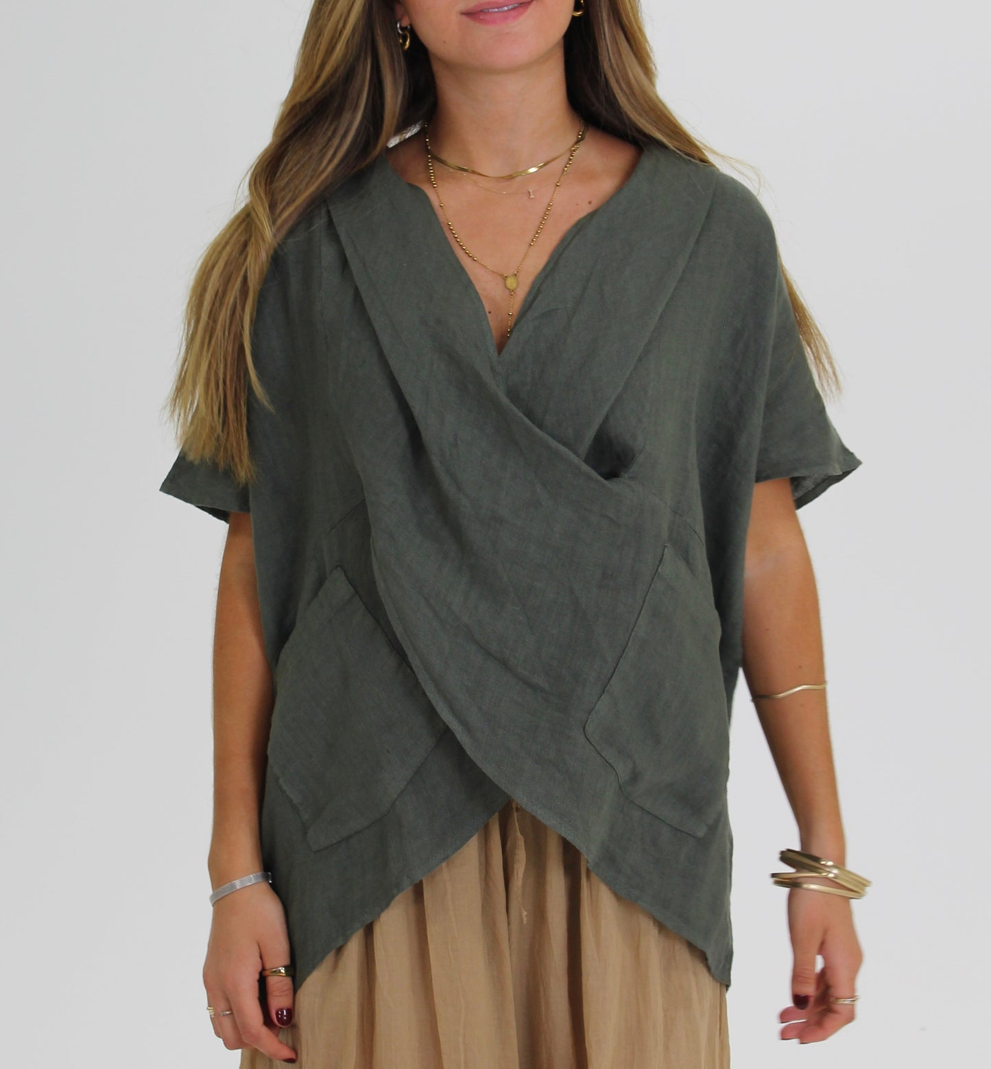 BLUSA CUELLO CRUZADO verde