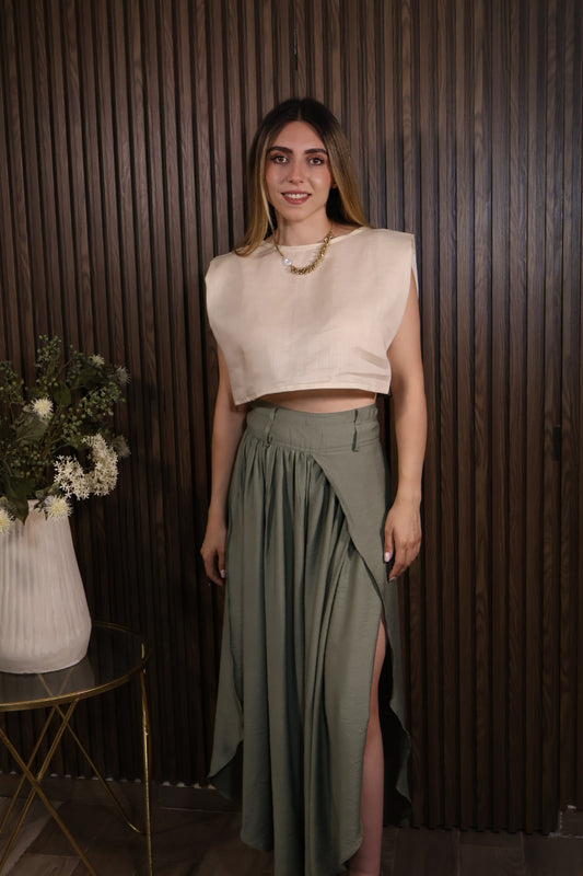 PANTALÓN PIERNA ABIERTA VERDE