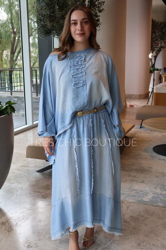 FALDA AZUL DESHILACHADA