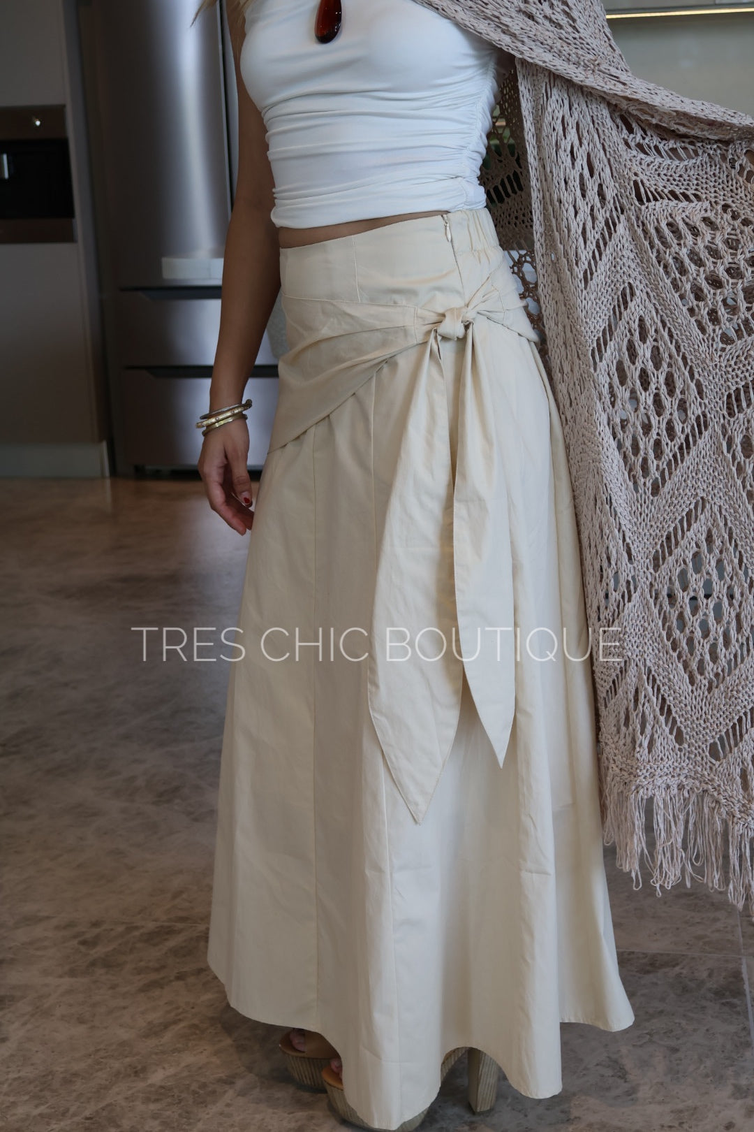 FALDA BEIGE CLARO MASCADA