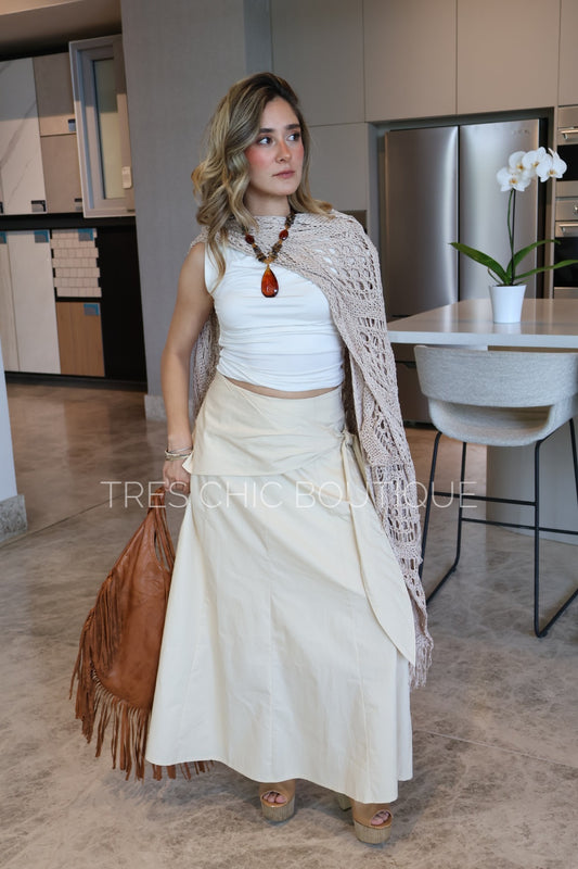 FALDA BEIGE CLARO MASCADA