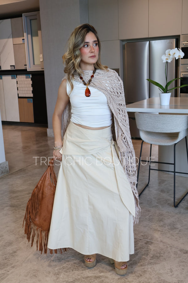 FALDA BEIGE CLARO MASCADA