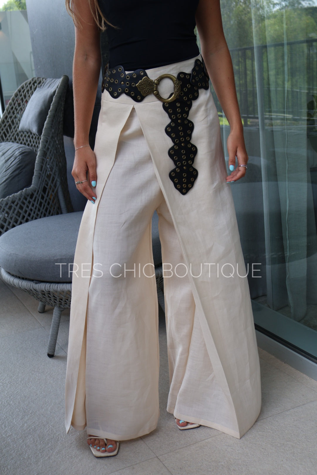 PANTALÓN TIRA BEIGE LINO