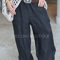 PANTALÓN LINO BOLSILLO NEGRO