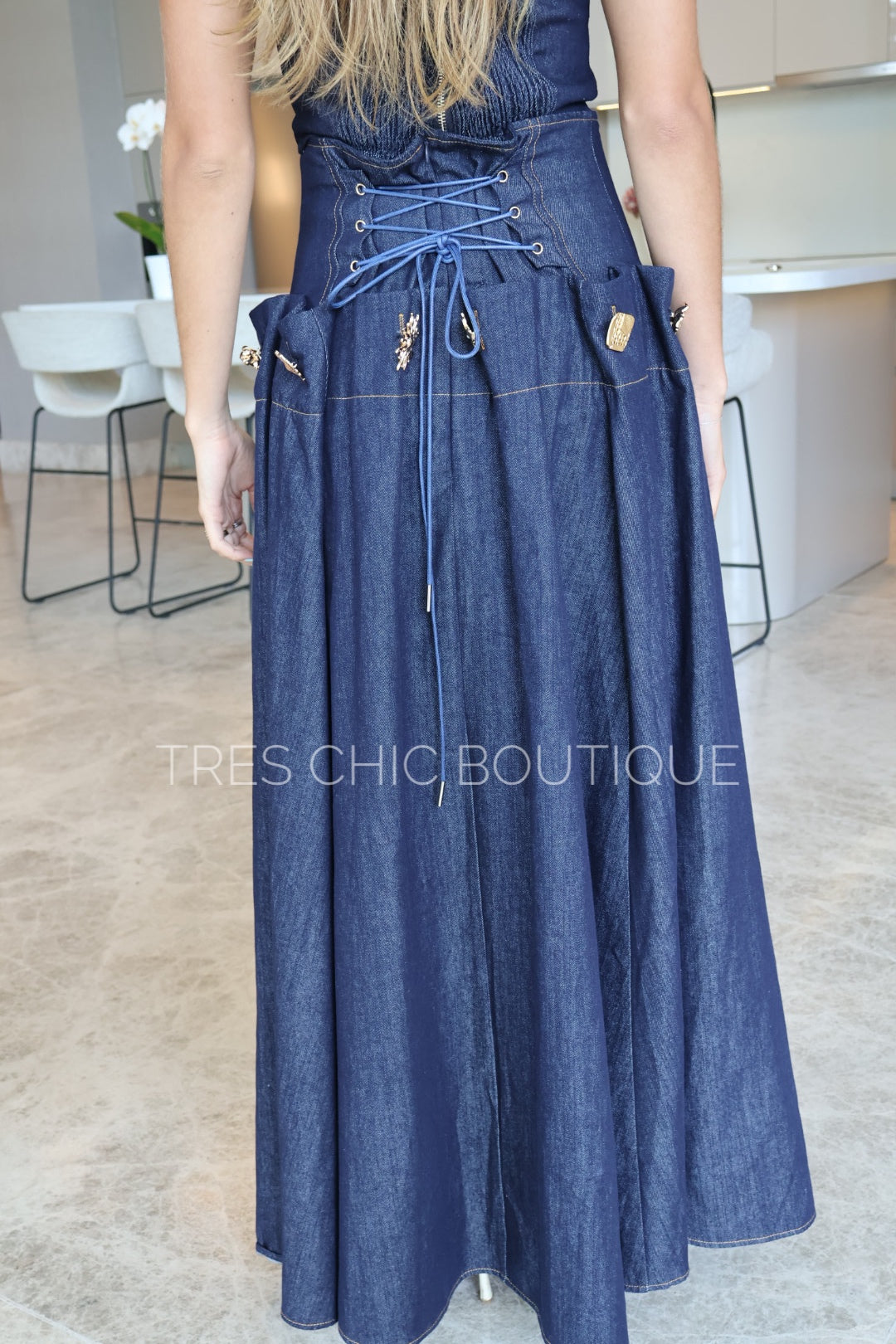 FALDA DENIM BROCHES