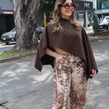 BLUSA PONCHO CORTO DESIGUAL CHOCOLATE