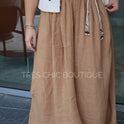 FALDA LINO CAMEL CINTO