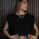 BLUSA BÁSICA NEGRA LINO