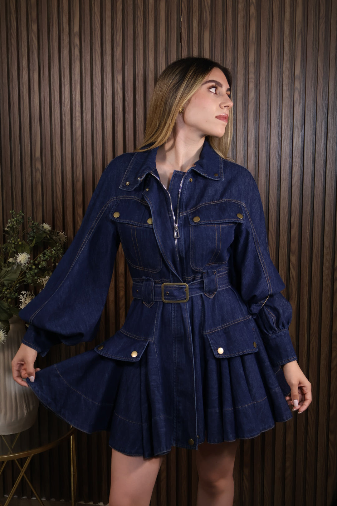 VESTIDO MEZCLILLA CINTO
