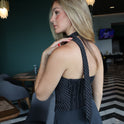 BLUSA AJUSTADA RAYAS CORBATA
