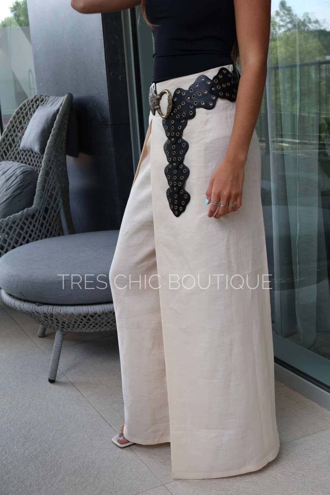 PANTALÓN TIRA BEIGE LINO