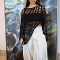 PONCHO CORTO CALADO NEGRO