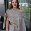 BLUSA CORTA LINO GRIS