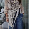 PONCHO CALADO FLECO BEIGE
