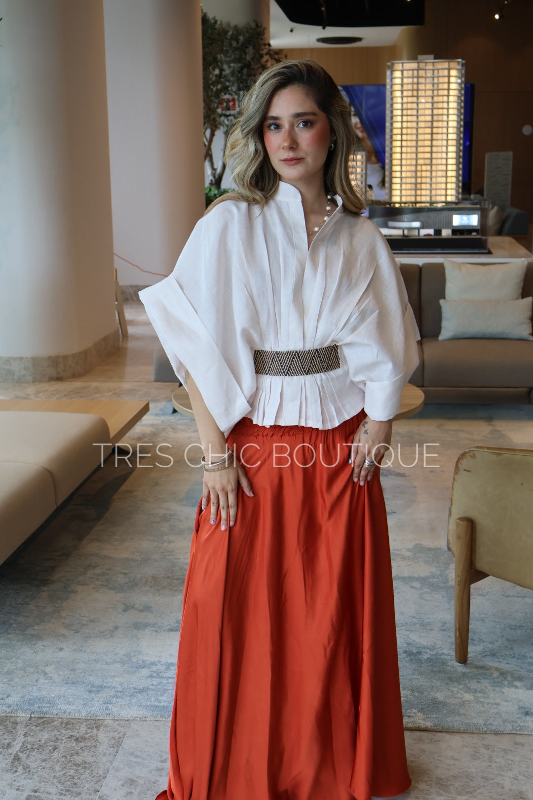 BLUSA RAFIA HUESO