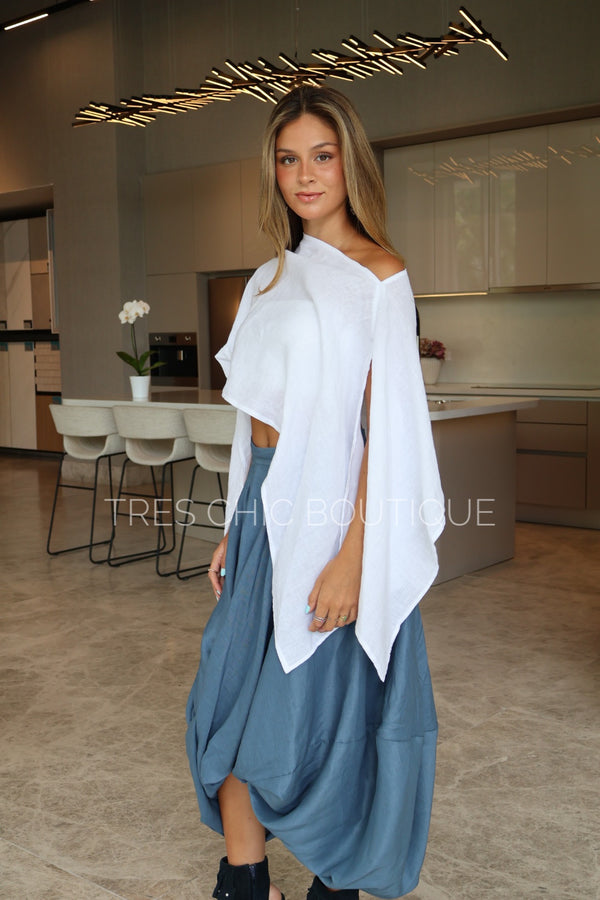 BLUSA CORTA LINO BLANCA