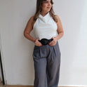 PANTALÓN AZUL GRIS RAYA BLANCA