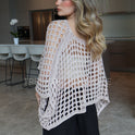 PONCHO CORTO CALADO BEIGE
