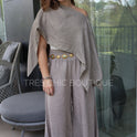 BLUSA CORTA LINO GRIS
