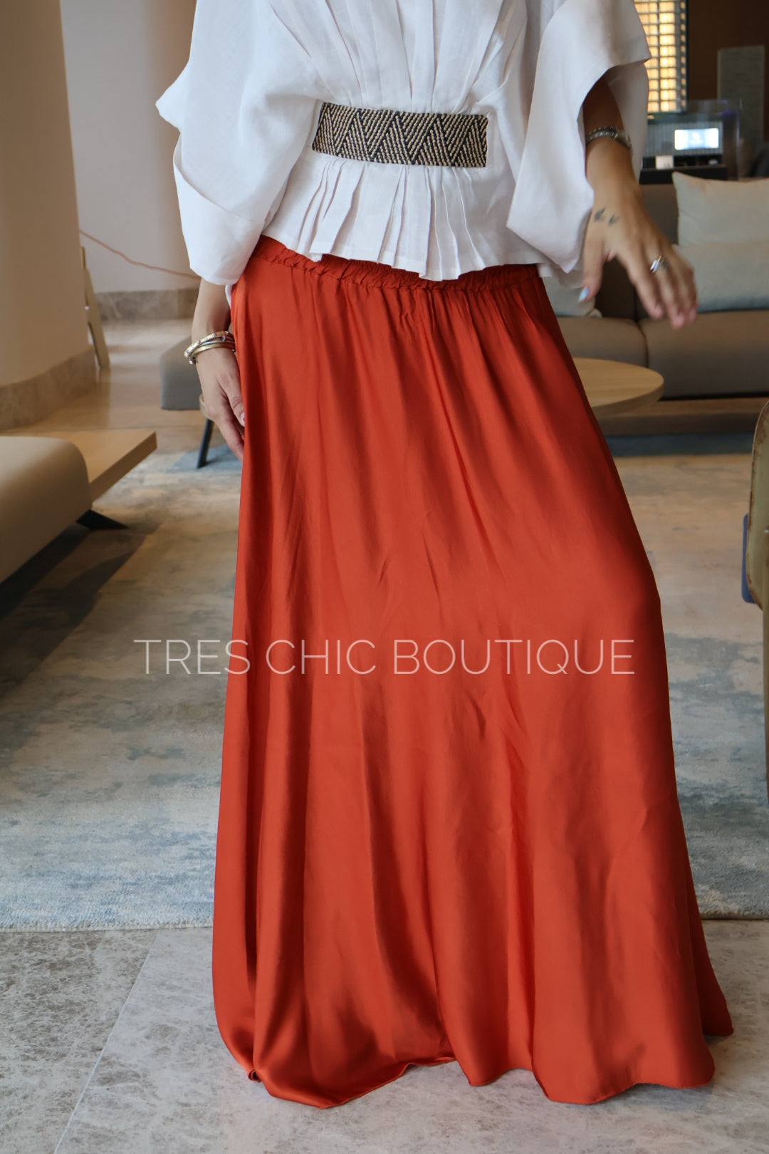 FALDA SATIN TEJA RASO