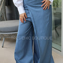 PANTALÓN LINO AZUL TIRA