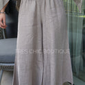 PANTALÓN LINO GRIS ANCHO RESORTE