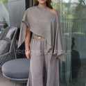 BLUSA CORTA LINO GRIS