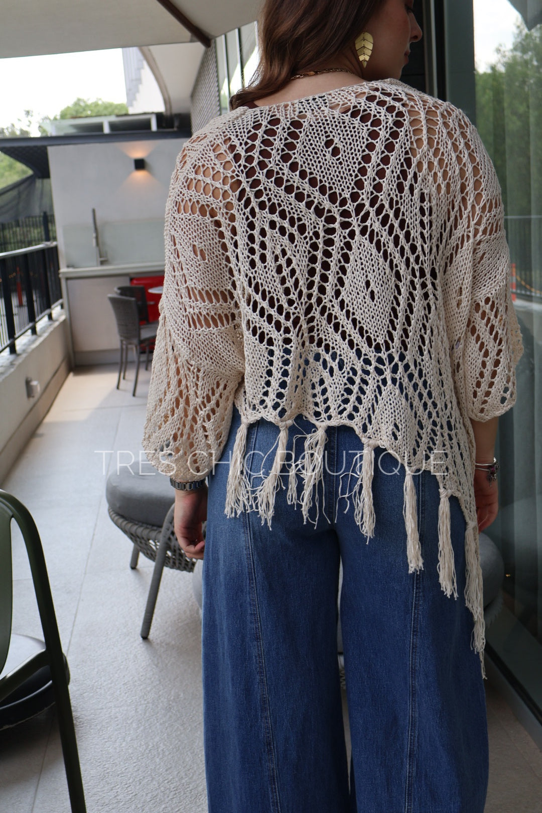 PONCHO CALADO FLECO BEIGE