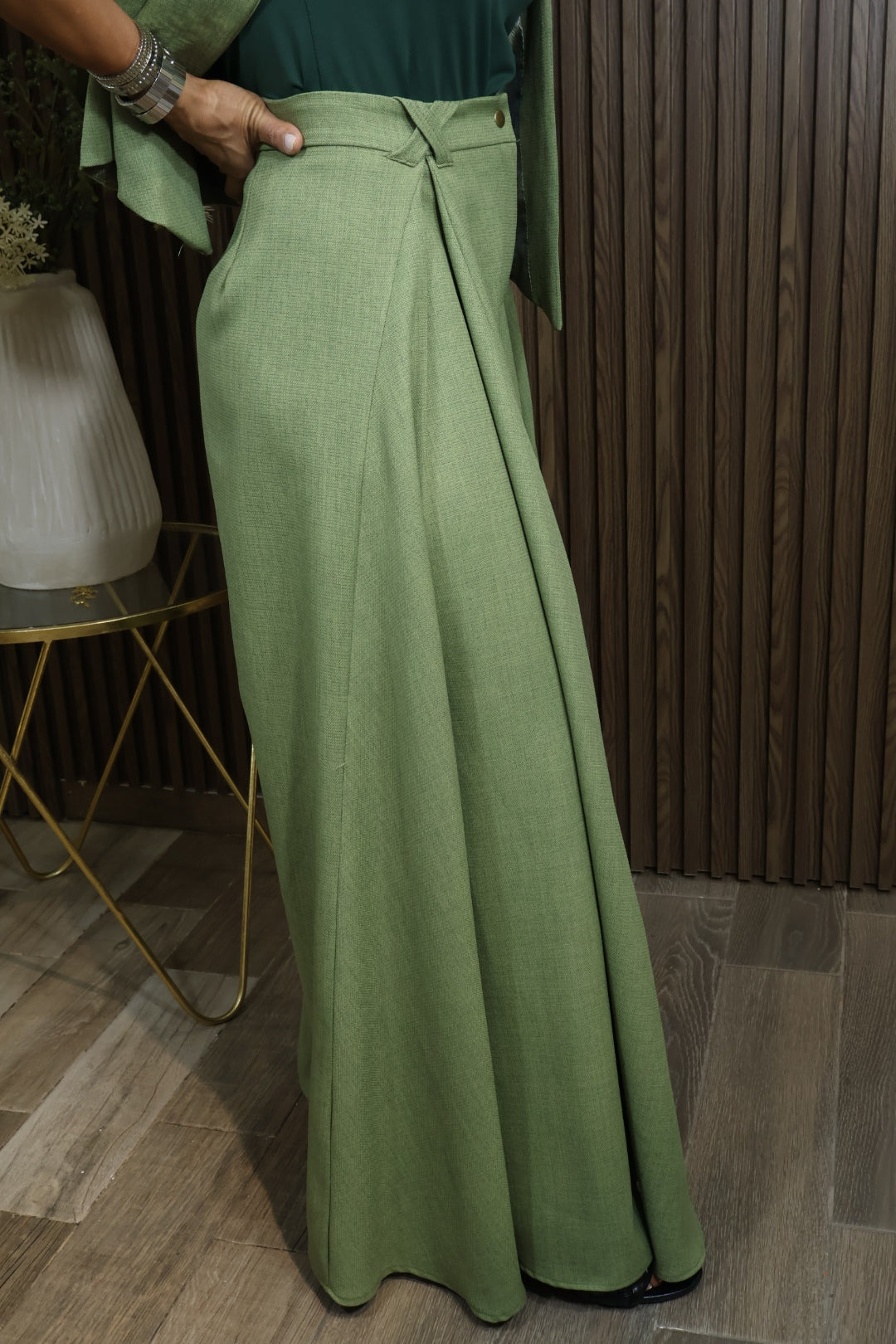 PANTALÓN PRETINA CRUZADA VERDE