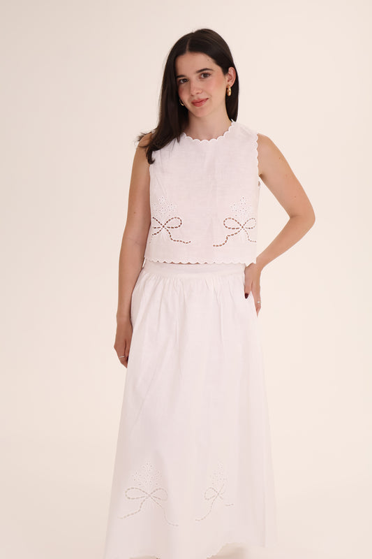CONJUNTO FALDA TOP TIRANTE MOÑO