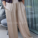 PANTALÓN SATIN BEIGE RASO