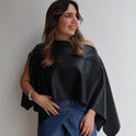 BLUSA PONCHO DESIGUAL VENETA NEGRO