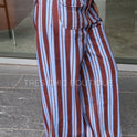 PANTALÓN AZUL RAYA CAFÉ