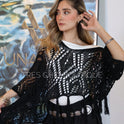 PONCHO CALADO FLECOS NEGRO