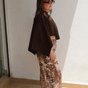 BLUSA PONCHO CORTO DESIGUAL CHOCOLATE