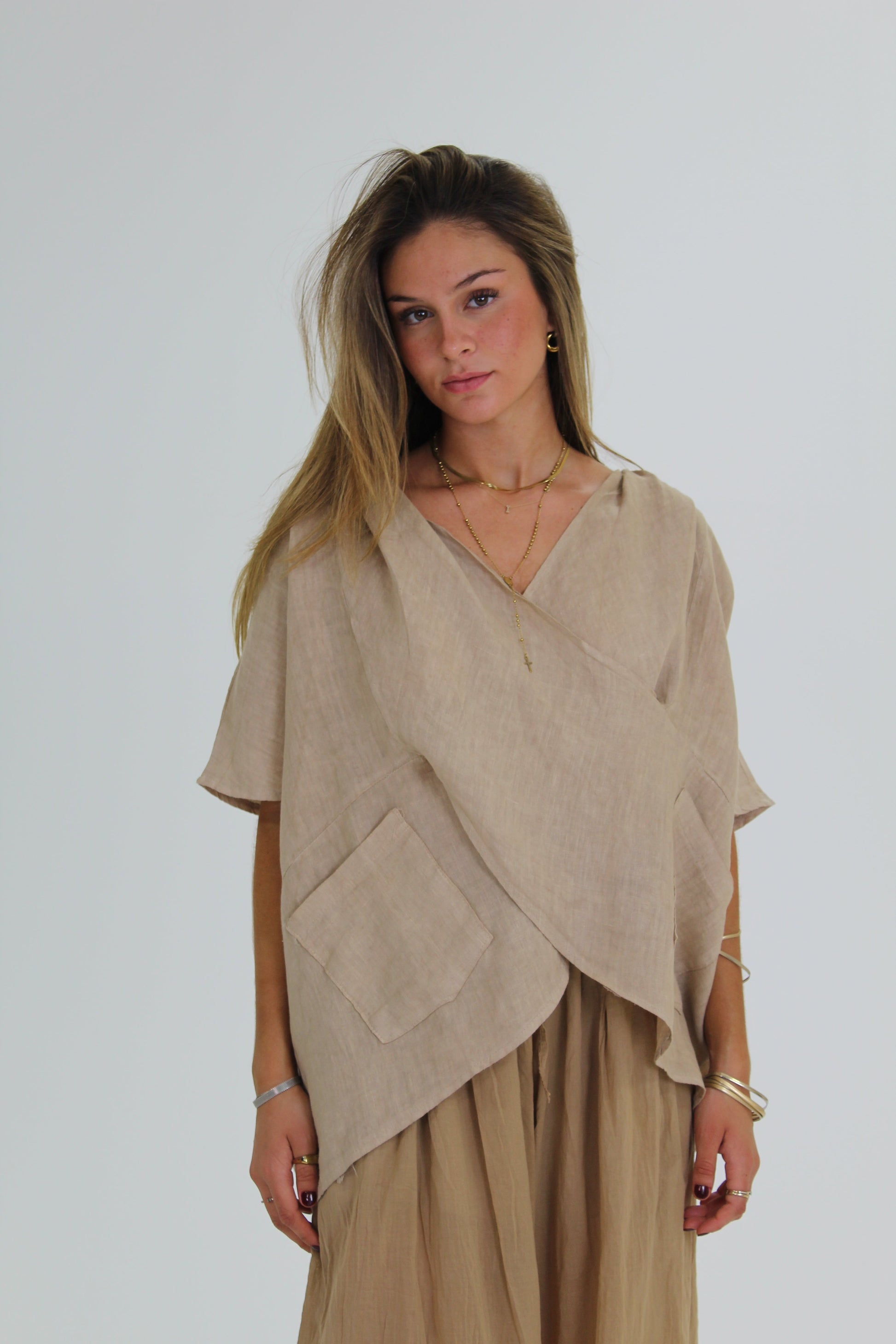 BLUSA CUELLO CRUZADO safari