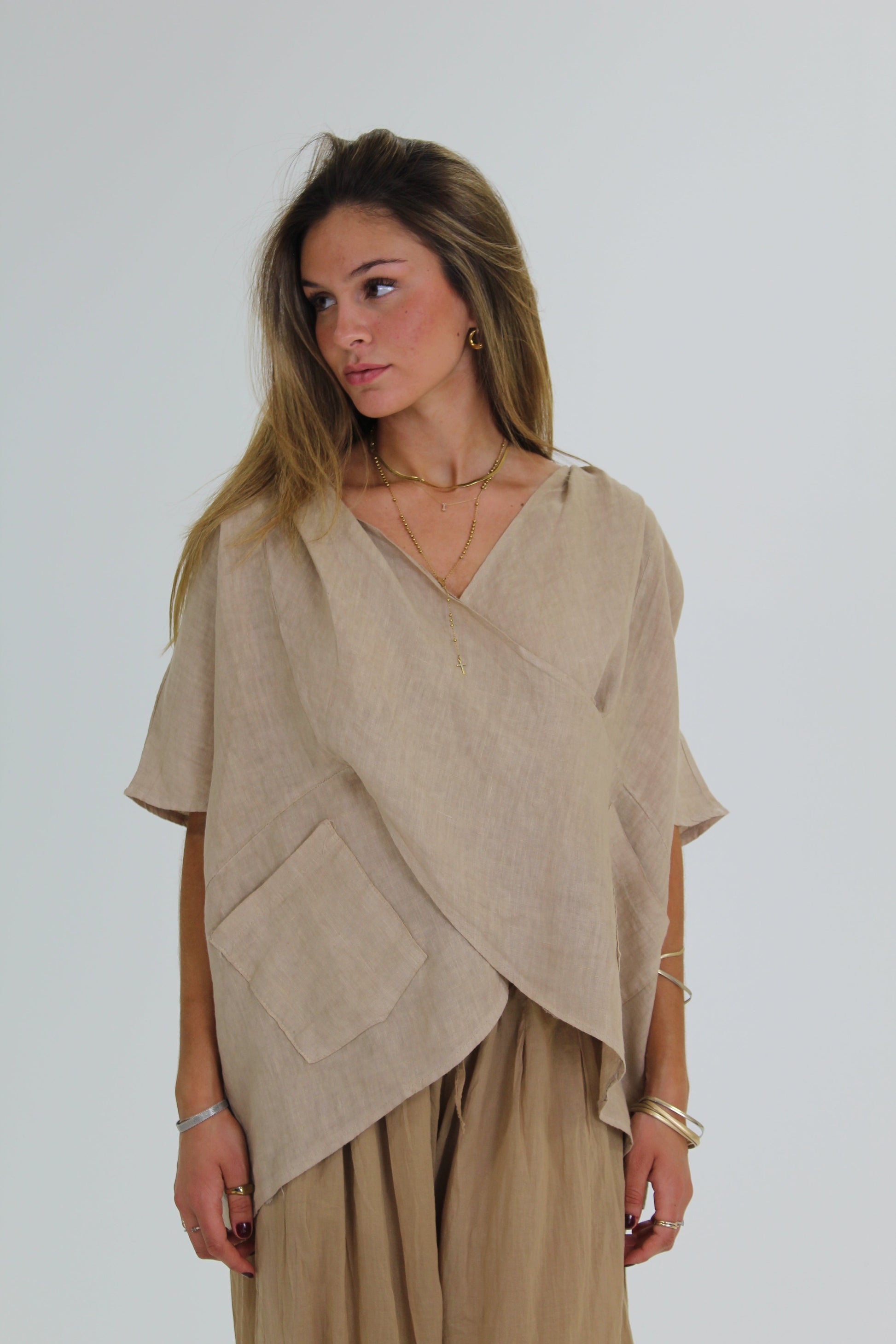 BLUSA CUELLO CRUZADO safari