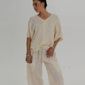 BLUSA CUELLO V crema