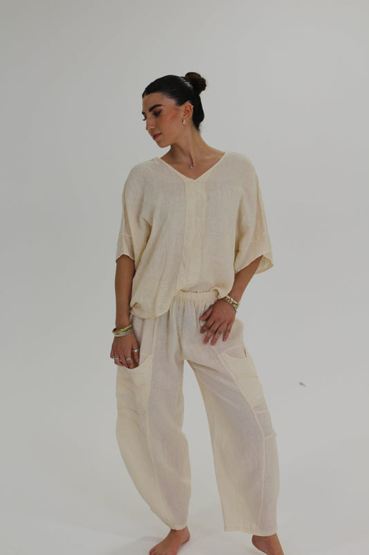 BLUSA CUELLO V crema