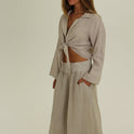 BLUSA FLOR LAZO beige
