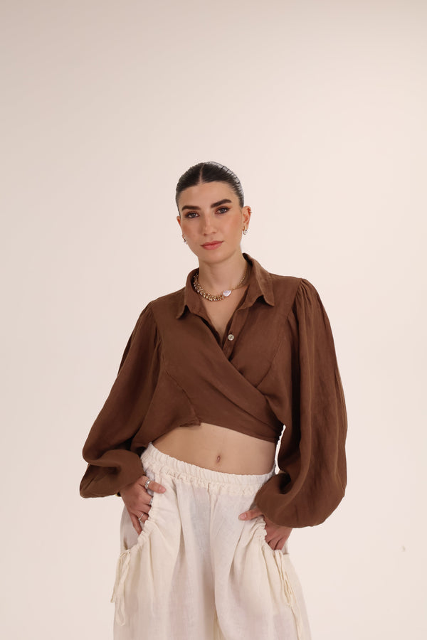 BLUSA MANGA GLOBO BOTON