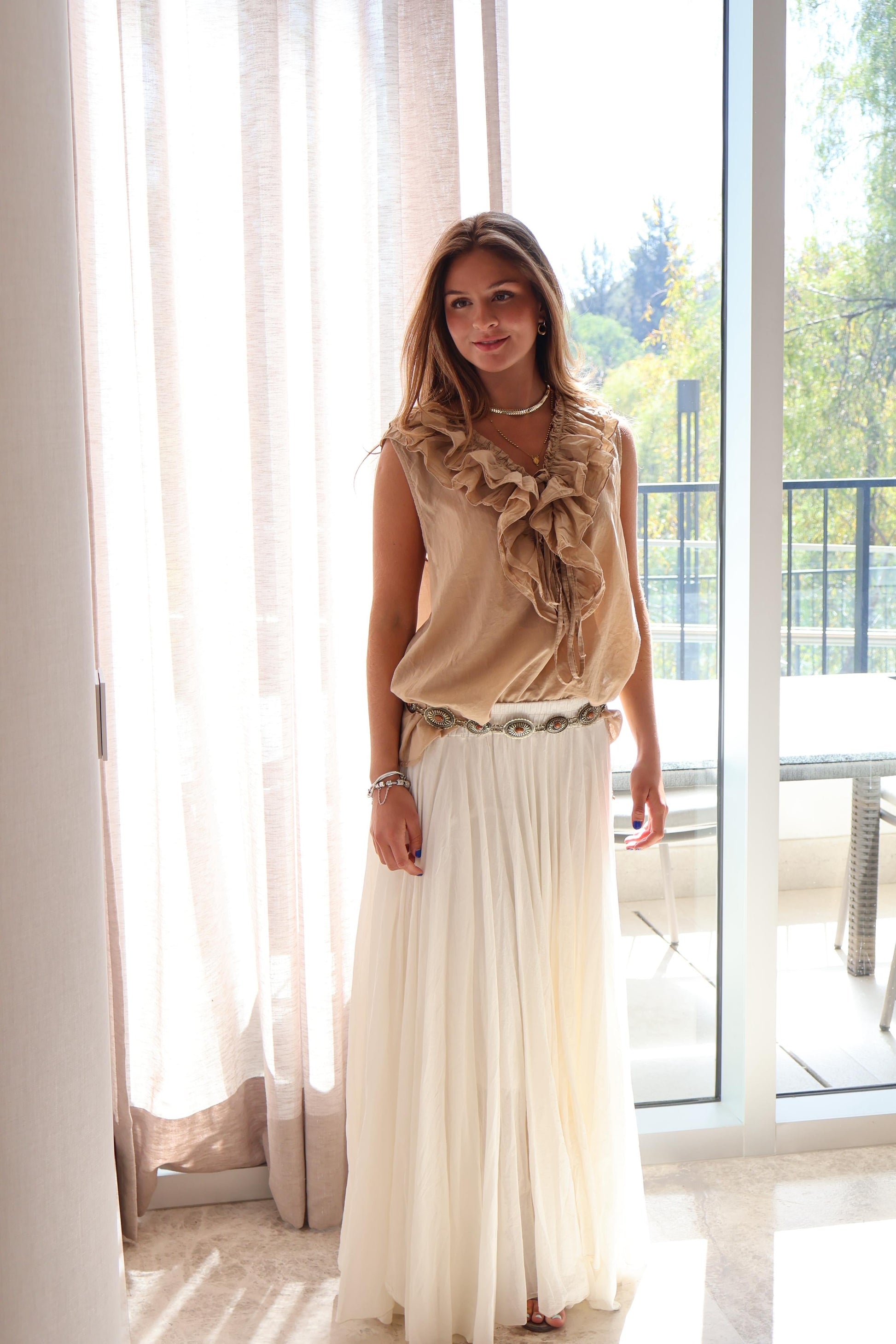 BLUSA SIN MANGA beige