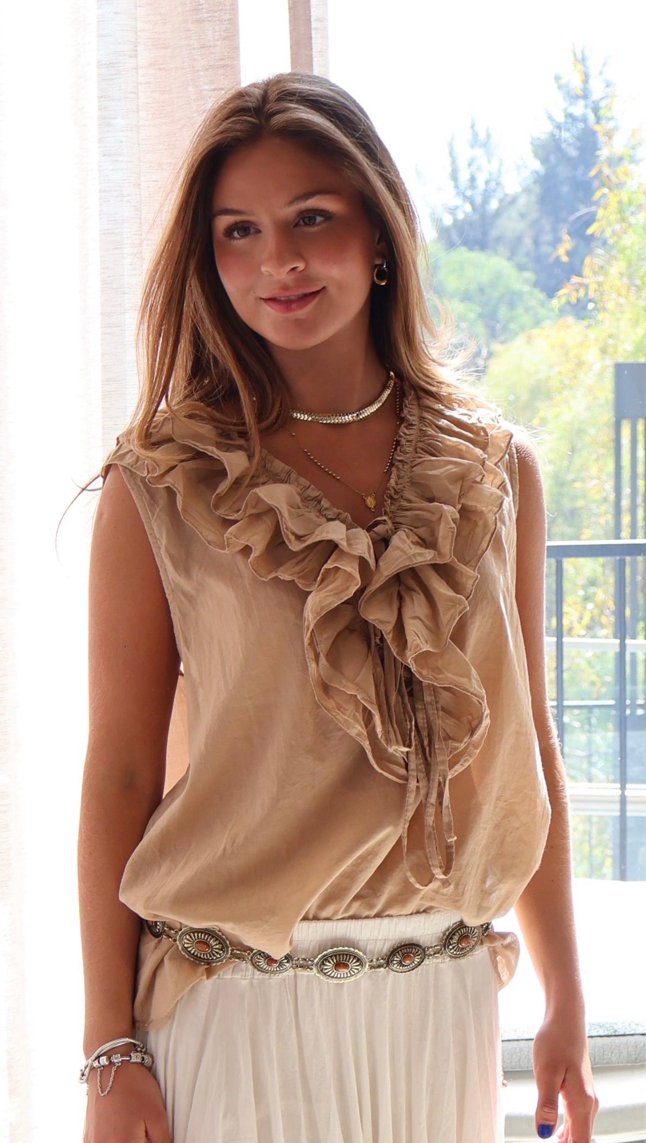 BLUSA SIN MANGA beige