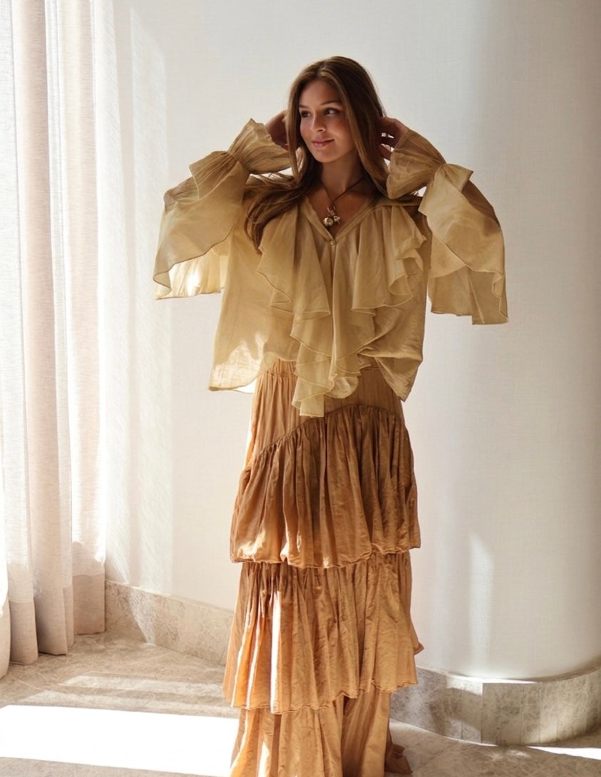 BLUSA VOLANTES beige
