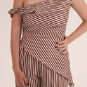 CONJUNTO ASIMETRICO RAYAS cafe
