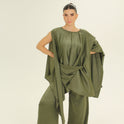 CONJUNTO DISEÑADORA SATIN verde